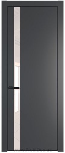 Дверь Profil Doors 18PE цвет Графит (Pantone 425С) кромка Черный матовый RAL9005 стекло Lacobel Перламутровый лак
