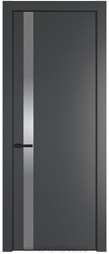 Дверь Profil Doors 18PE цвет Графит (Pantone 425С) кромка Черный матовый RAL9005 стекло Lacobel Серебро Матлак