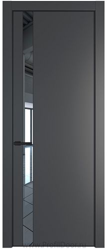 Дверь Profil Doors 18PE цвет Графит (Pantone 425С) кромка Черный матовый RAL9005 стекло Зеркало