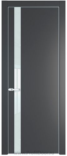 Дверь Profil Doors 18PE цвет Графит (Pantone 425С) кромка Серебро стекло Lacobel Белый лак