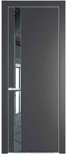 Дверь Profil Doors 18PE цвет Графит (Pantone 425С) кромка Серебро стекло Зеркало