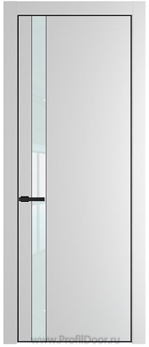 Дверь Profil Doors 18PE цвет Крем Вайт (RAL 120-02) кромка Черный матовый RAL9005 стекло Lacobel Белый лак
