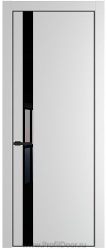 Дверь Profil Doors 18PE цвет Крем Вайт (RAL 120-02) кромка Черный матовый RAL9005 стекло Lacobel Черный лак