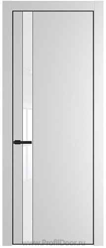 Дверь Profil Doors 18PE цвет Крем Вайт (RAL 120-02) кромка Черный матовый RAL9005 стекло Lacobel лак Классик