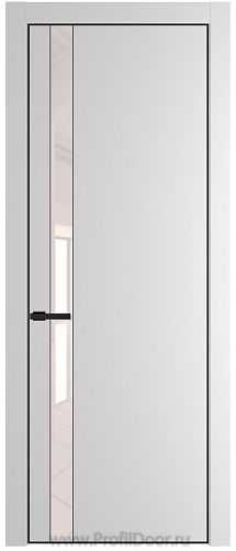 Дверь Profil Doors 18PE цвет Крем Вайт (RAL 120-02) кромка Черный матовый RAL9005 стекло Lacobel Перламутровый лак