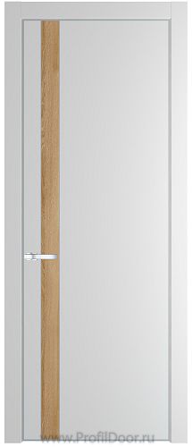 Дверь Profil Doors 18PE цвет Крем Вайт (RAL 120-02) кромка Серебро вставка Дуб Карамель