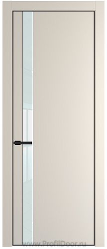 Дверь Profil Doors 18PE цвет Кремовая Магнолия (RAL 120-04) кромка Черный матовый RAL9005 стекло Lacobel Белый лак