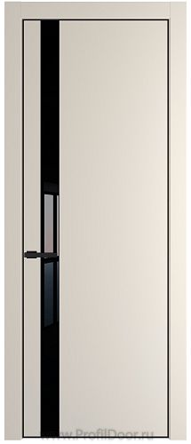 Дверь Profil Doors 18PE цвет Кремовая Магнолия (RAL 120-04) кромка Черный матовый RAL9005 стекло Lacobel Черный лак