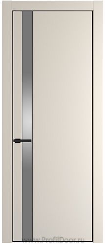 Дверь Profil Doors 18PE цвет Кремовая Магнолия (RAL 120-04) кромка Черный матовый RAL9005 стекло Lacobel Серебро Матлак