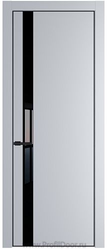 Дверь Profil Doors 18PE цвет Лайт Грей (RAL 870-01) кромка Черный матовый RAL9005 стекло Lacobel Черный лак