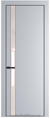 Дверь Profil Doors 18PE цвет Лайт Грей (RAL 870-01) кромка Черный матовый RAL9005 стекло Lacobel Перламутровый лак