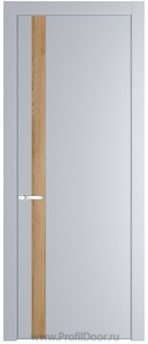 Дверь Profil Doors 18PE цвет Лайт Грей (RAL 870-01) кромка Серебро вставка Дуб Карамель