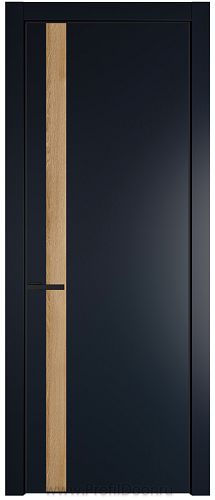 Дверь Profil Doors 18PE цвет Нэви Блу (RAL 7016) кромка Черный матовый RAL9005 вставка Дуб Карамель