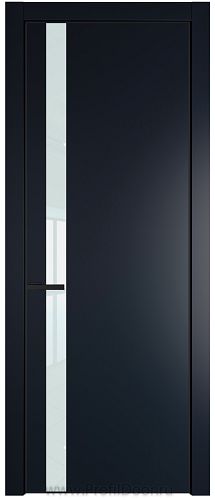 Дверь Profil Doors 18PE цвет Нэви Блу (RAL 7016) кромка Черный матовый RAL9005 стекло Lacobel Белый лак