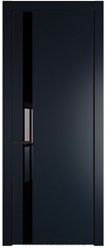 Дверь Profil Doors 18PE цвет Нэви Блу (RAL 7016) кромка Черный матовый RAL9005 стекло Lacobel Черный лак
