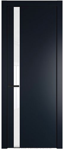 Дверь Profil Doors 18PE цвет Нэви Блу (RAL 7016) кромка Черный матовый RAL9005 стекло Lacobel лак Классик