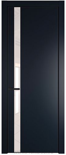 Дверь Profil Doors 18PE цвет Нэви Блу (RAL 7016) кромка Черный матовый RAL9005 стекло Lacobel Перламутровый лак