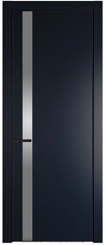 Дверь Profil Doors 18PE цвет Нэви Блу (RAL 7016) кромка Черный матовый RAL9005 стекло Lacobel Серебро Матлак