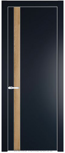 Дверь Profil Doors 18PE цвет Нэви Блу (RAL 7016) кромка Серебро вставка Дуб Карамель