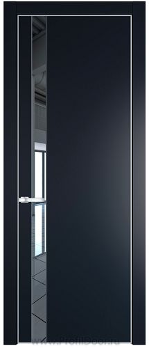 Дверь Profil Doors 18PE цвет Нэви Блу (RAL 7016) кромка Серебро стекло Зеркало