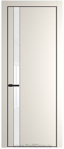 Дверь Profil Doors 18PE цвет Перламутр белый кромка Черный матовый RAL9005 стекло Lacobel лак Классик