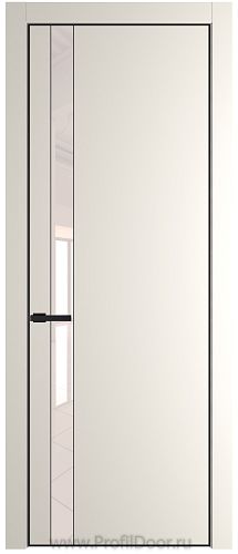 Дверь Profil Doors 18PE цвет Перламутр белый кромка Черный матовый RAL9005 стекло Lacobel Перламутровый лак