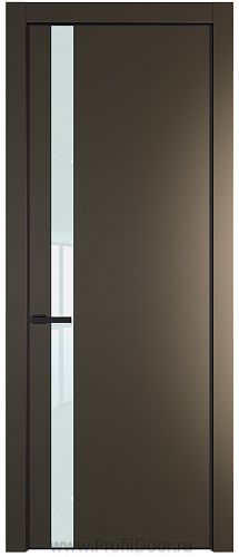 Дверь Profil Doors 18PE цвет Перламутр бронза кромка Черный матовый RAL9005 стекло Lacobel Белый лак