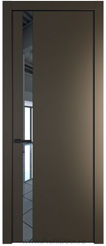 Дверь Profil Doors 18PE цвет Перламутр бронза кромка Черный матовый RAL9005 стекло Зеркало