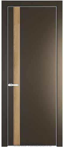 Дверь Profil Doors 18PE цвет Перламутр бронза кромка Серебро вставка Дуб Карамель
