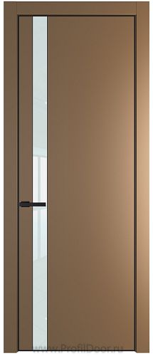 Дверь Profil Doors 18PE цвет Перламутр золото кромка Черный матовый RAL9005 стекло Lacobel Белый лак