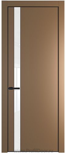 Дверь Profil Doors 18PE цвет Перламутр золото кромка Черный матовый RAL9005 стекло Lacobel лак Классик