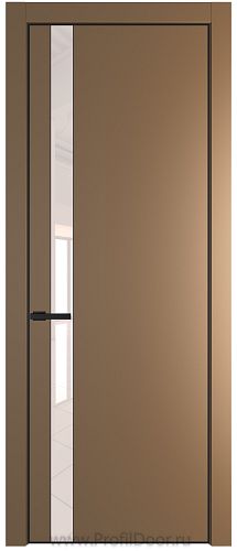Дверь Profil Doors 18PE цвет Перламутр золото кромка Черный матовый RAL9005 стекло Lacobel Перламутровый лак