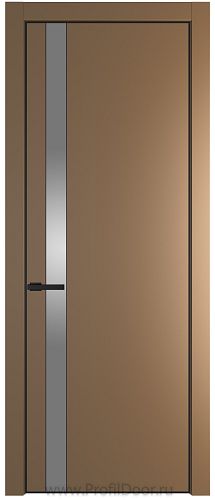 Дверь Profil Doors 18PE цвет Перламутр золото кромка Черный матовый RAL9005 стекло Lacobel Серебро Матлак