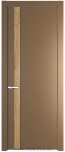 Дверь Profil Doors 18PE цвет Перламутр золото кромка Серебро вставка Дуб Карамель
