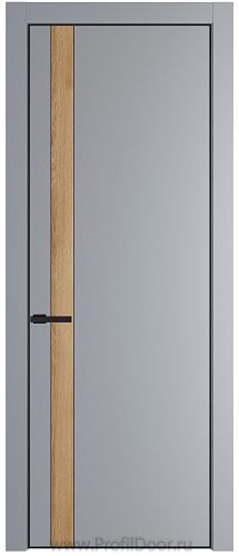 Дверь Profil Doors 18PE цвет Смоки (RAL 870-02) кромка Черный матовый RAL9005 вставка Дуб Карамель