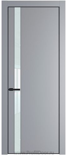 Дверь Profil Doors 18PE цвет Смоки (RAL 870-02) кромка Черный матовый RAL9005 стекло Lacobel Белый лак