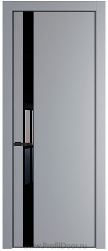 Дверь Profil Doors 18PE цвет Смоки (RAL 870-02) кромка Черный матовый RAL9005 стекло Lacobel Черный лак