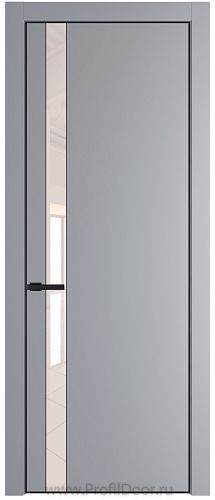 Дверь Profil Doors 18PE цвет Смоки (RAL 870-02) кромка Черный матовый RAL9005 стекло Lacobel Перламутровый лак