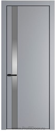 Дверь Profil Doors 18PE цвет Смоки (RAL 870-02) кромка Черный матовый RAL9005 стекло Lacobel Серебро Матлак