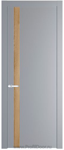 Дверь Profil Doors 18PE цвет Смоки (RAL 870-02) кромка Серебро вставка Дуб Карамель
