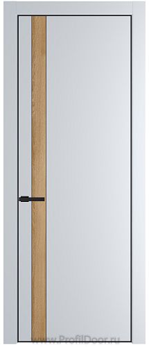 Дверь Profil Doors 18PE цвет Вайт (RAL 110 96 02) кромка Черный матовый RAL9005 вставка Дуб Карамель