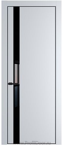 Дверь Profil Doors 18PE цвет Вайт (RAL 110 96 02) кромка Черный матовый RAL9005 стекло Lacobel Черный лак