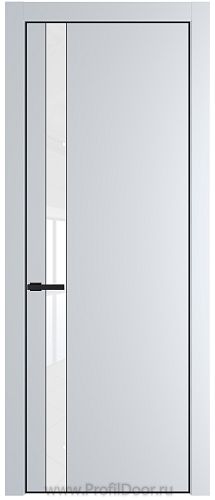 Дверь Profil Doors 18PE цвет Вайт (RAL 110 96 02) кромка Черный матовый RAL9005 стекло Lacobel лак Классик