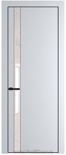 Дверь Profil Doors 18PE цвет Вайт (RAL 110 96 02) кромка Черный матовый RAL9005 стекло Lacobel Перламутровый лак