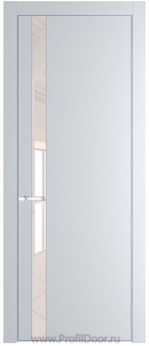 Дверь Profil Doors 18PE цвет Вайт (RAL 110 96 02) кромка Серебро стекло Lacobel Перламутровый лак
