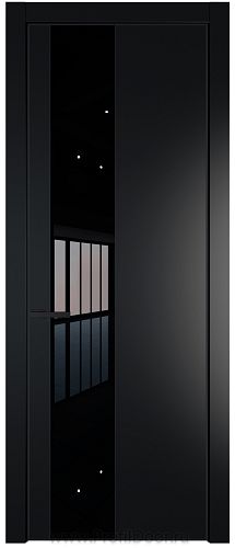 Дверь Profil Doors 19PE цвет Блэк кромка Черный матовый RAL9005 стекло Lacobel Черный лак
