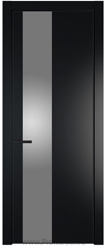 Дверь Profil Doors 19PE цвет Блэк кромка Черный матовый RAL9005 стекло Lacobel Серебро Матлак