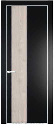 Дверь Profil Doors 19PE цвет Блэк кромка Серебро вставка Каштан Светлый