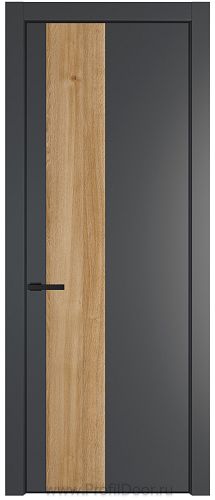 Дверь Profil Doors 19PE цвет Графит (Pantone 425С) кромка Черный матовый RAL9005 вставка Дуб Карамель