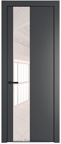Дверь Profil Doors 19PE цвет Графит (Pantone 425С) кромка Черный матовый RAL9005 стекло Lacobel Перламутровый лак